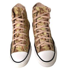 Converse Chuck Taylor All Star Hi Top Brown Camo Gold Sneakers Womens Size:7